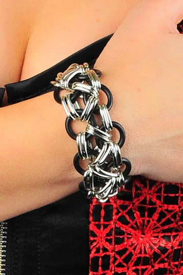 Ketten-Armband 01 silber/schwarz