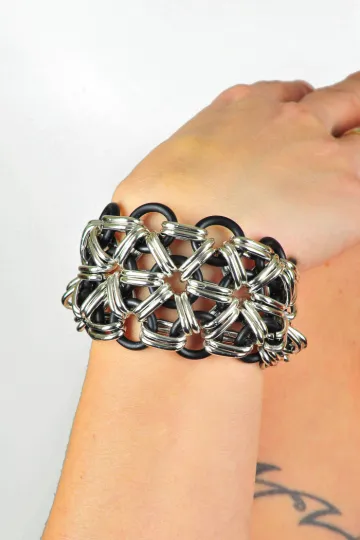 Ketten-Armband 02 silber/schwarz