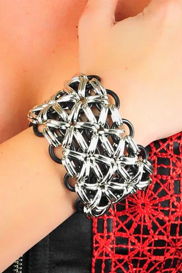 Ketten-Armband 03 silber/schwarz