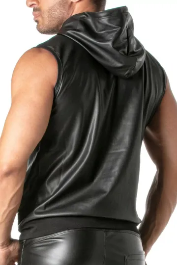 Kinky Zipped Pocket Sleeveless Hoodie schwarz