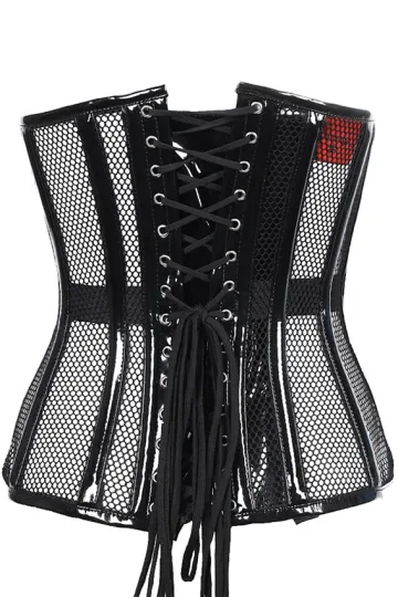 Lack/Netz Corsage schwarz