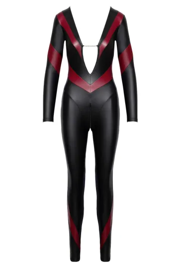 Langarm-Overall im 2-farbigen Mattlook schwarz/rot