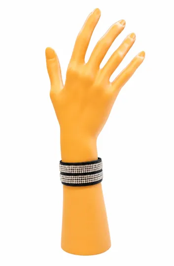 Leder Armband mit Strass 03 schwarz