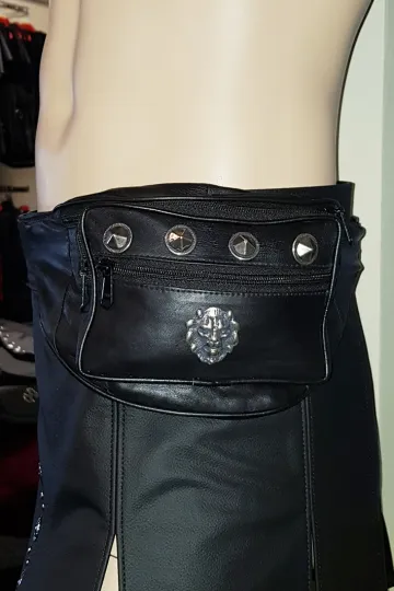 Leder Bauchtasche mit Gürtel 03 schwarz