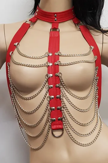 Leder Bustier 01 rot