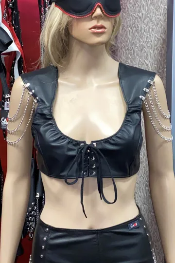 Leder Bustier 04 schwarz