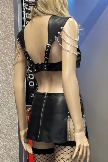 Leder Bustier 04 schwarz