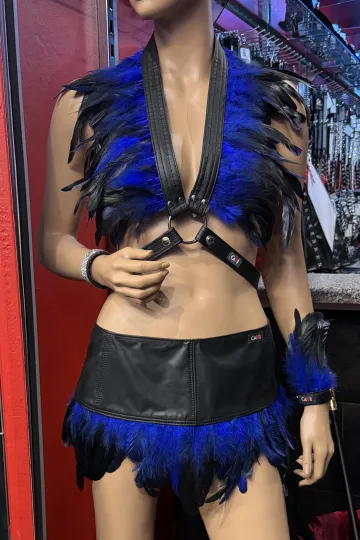 Leder Bustier 07 schwarz/blau
