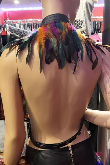 Leder Bustier 07 schwarz/bunt