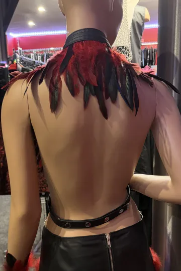 Leder Bustier 07 schwarz/rot