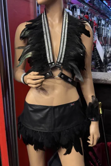 Leder Bustier mit Strass 07-ST schwarz