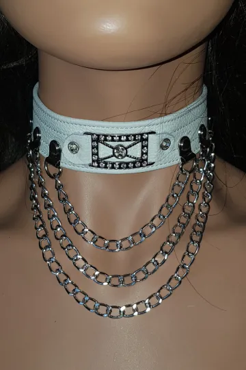 Leder Halsband 01 weiß