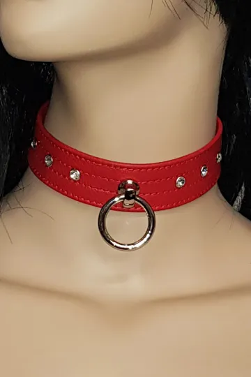Leder Halsband 03 rot