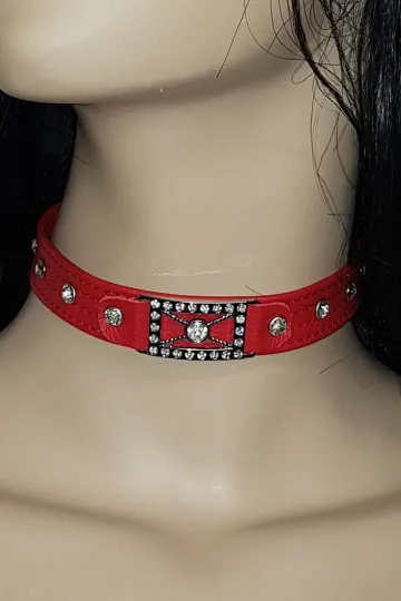 Leder Halsband 04 rot