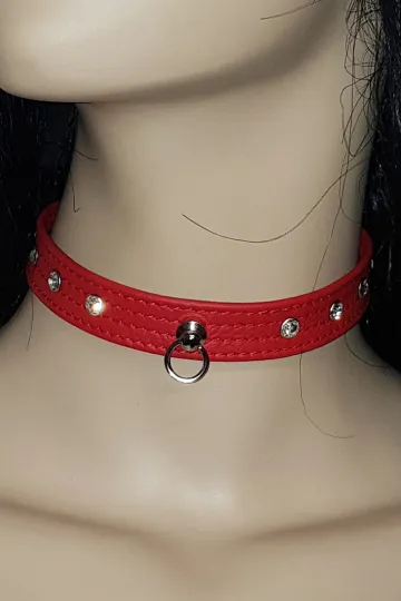 Leder Halsband 05 rot