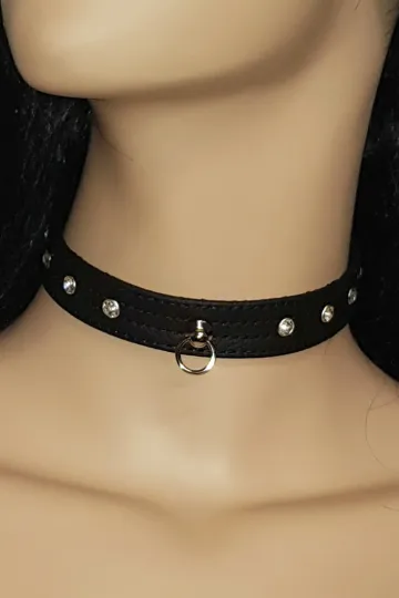 Leder Halsband 05 schwarz
