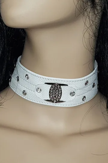 Leder Halsband 06 weiß