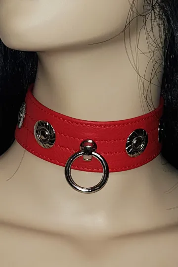 Leder Halsband 07 rot