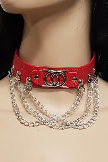 Leder Halsband 08 rot