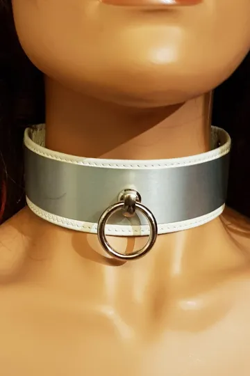 Leder Halsband 10 weiß