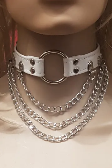Leder Halsband 13 weiß