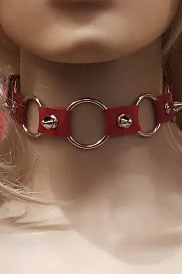 Leder Halsband 14 rot
