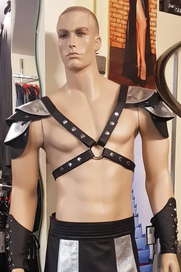Leder Harness 02 schwarz/silber