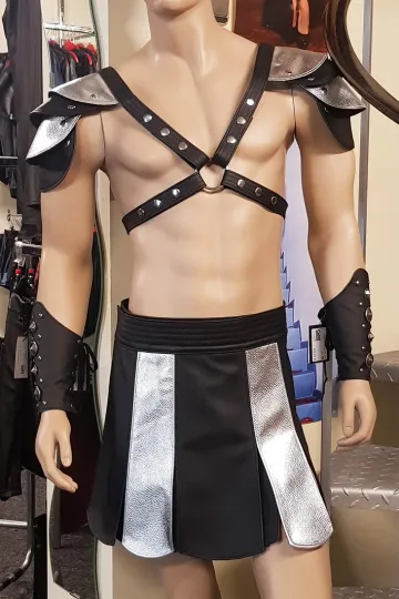 Leder Harness 02 schwarz/silber