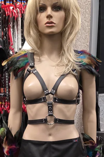 Leder Harness 11 schwarz/bunt