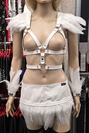 Leder Harness 11 weiß