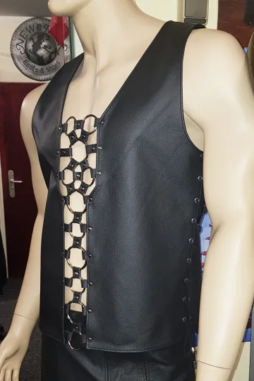 Leder Weste 01 schwarz