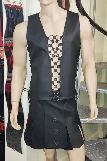 Leder Weste 01 schwarz