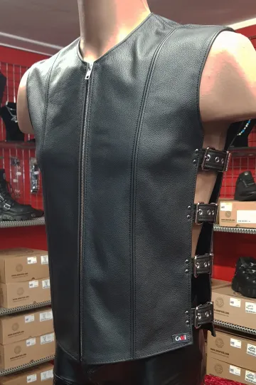 Leder Weste 03 schwarz
