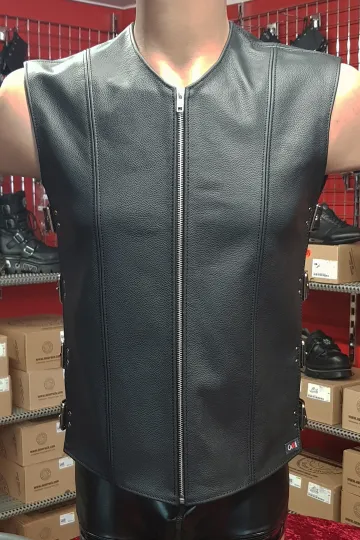 Leder Weste 03 schwarz