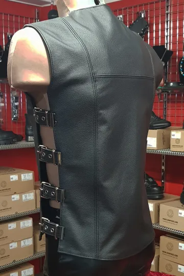 Leder Weste 03 schwarz