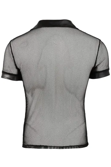 Netz-Shirt mit Wetlock-Applikationen schwarz