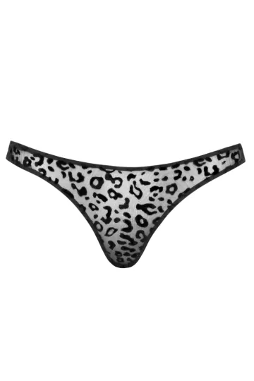 P011 String aus Leopardenflock schwarz