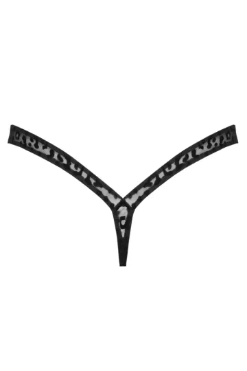 P011 String aus Leopardenflock schwarz