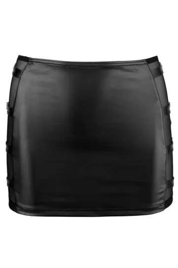 Rock mit Netzeinsatz und Schnallen schwarz