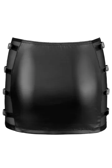 Rock mit Netzeinsatz und Schnallen schwarz