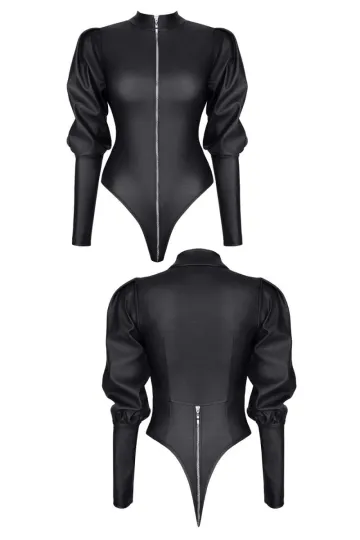 Schwarzer Body mit Zip