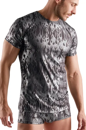Shirt Metallic-Design schwarz/silbern