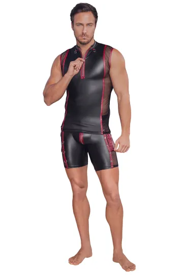 Shirt mit Netzeinsätzen schwarz/rot