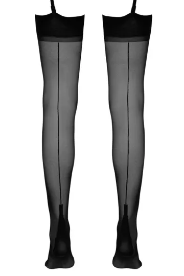 Straps Strümpfe mit Naht schwarz