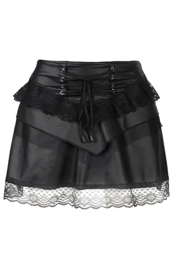 Triangle Mini Skirt Wetlook schwarz