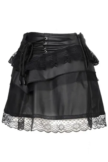 Triangle Mini Skirt Wetlook schwarz