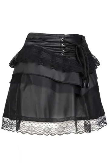 Triangle Mini Skirt Wetlook schwarz