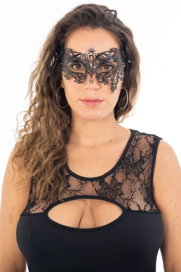 Venezianische Maske schwarz mit Strass