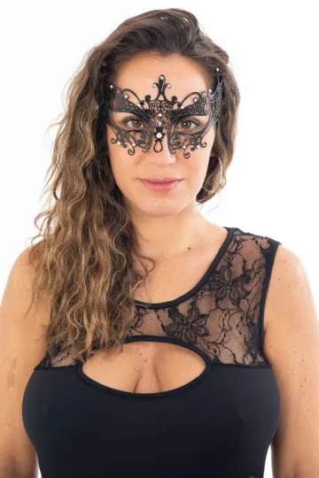 Venezianische Maske schwarz mit Strass