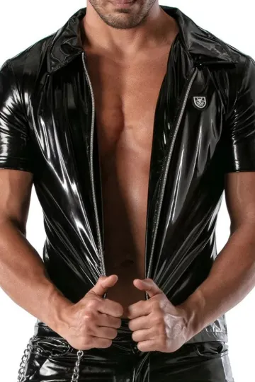 Vinyl Zipped Vest schwarz